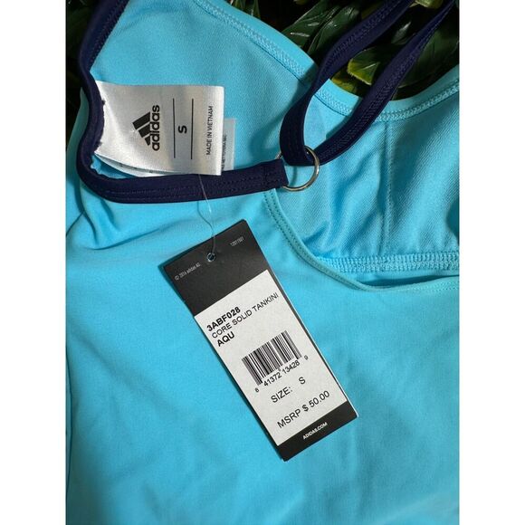 Adidas Blue Core Solid Tankini Size Small NWT - Picture 3 of 3